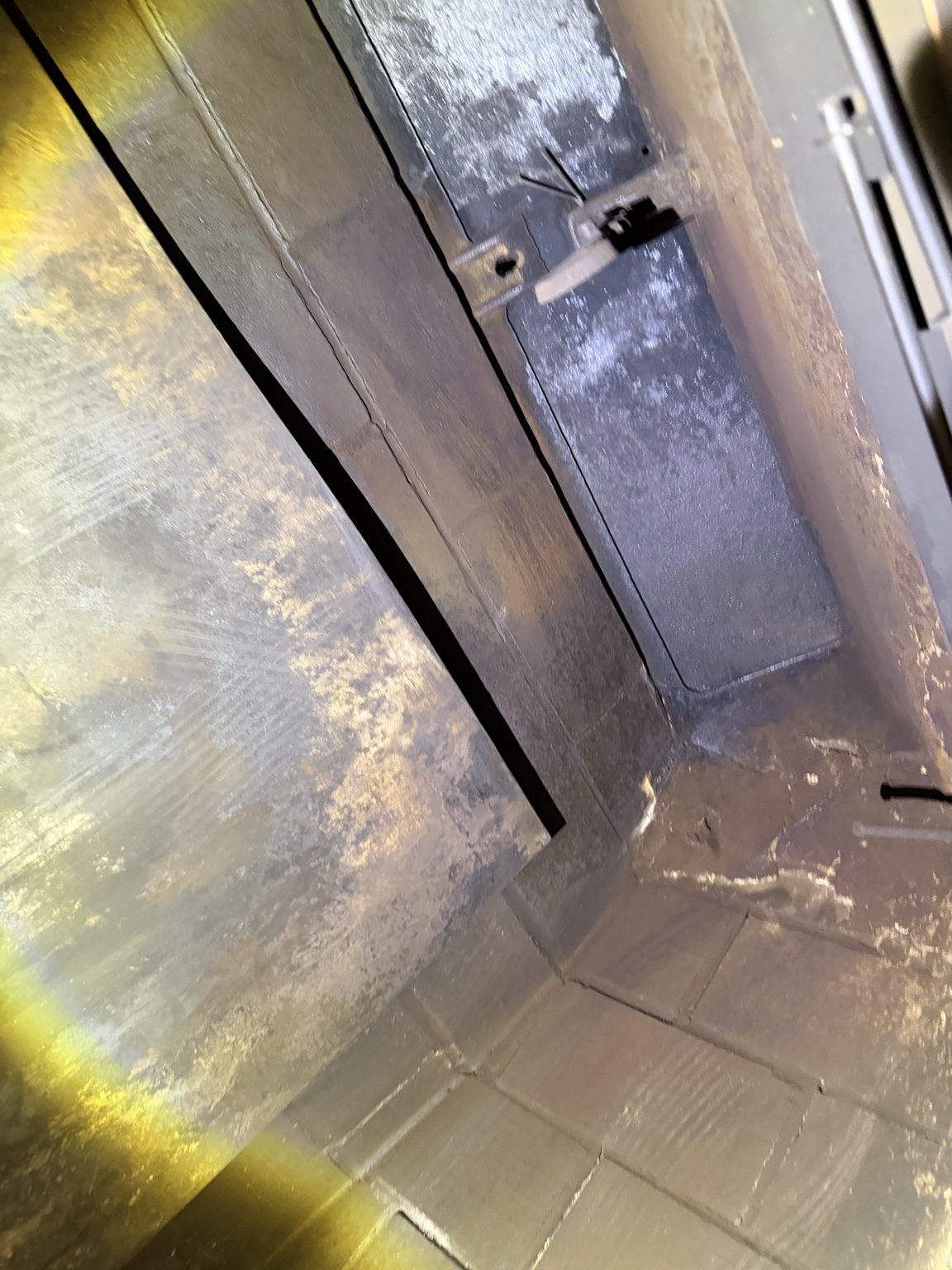 Interior fireplace and rectangular damper detail
